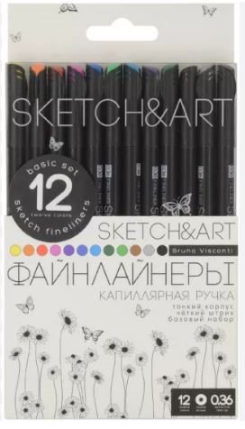 BRUNO VISCONTI SKETCH & ART SİYAH SERİ 0.36 İNCE UÇ 12 RENK 36-0017