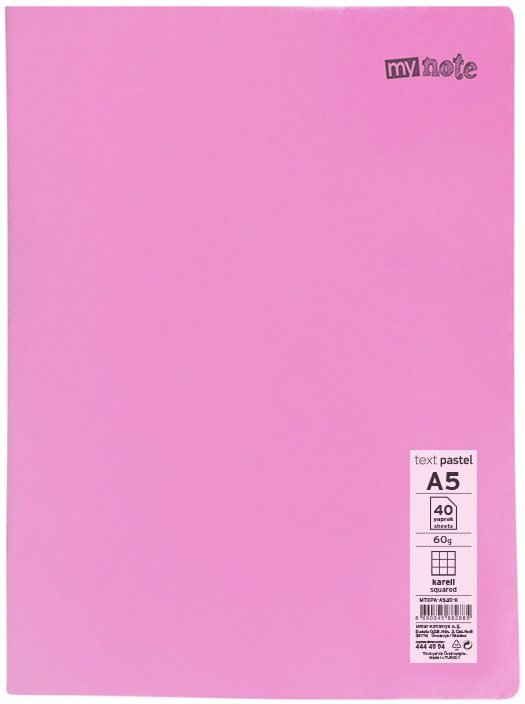 MYNOTE DEFTER TEXT PASTEL PP KAPAK DİKİŞLİ A5 80 YP ÇİZGİLİ MTXPA-A580-Ç
