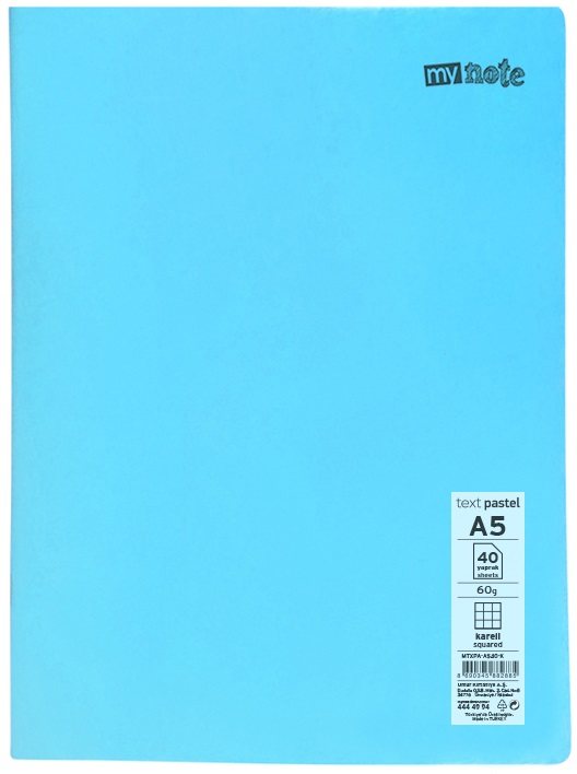 MYNOTE DEFTER TEXT PASTEL PP KAPAK DİKİŞLİ A5 80 YP KARELİ MTXPA-A580-K