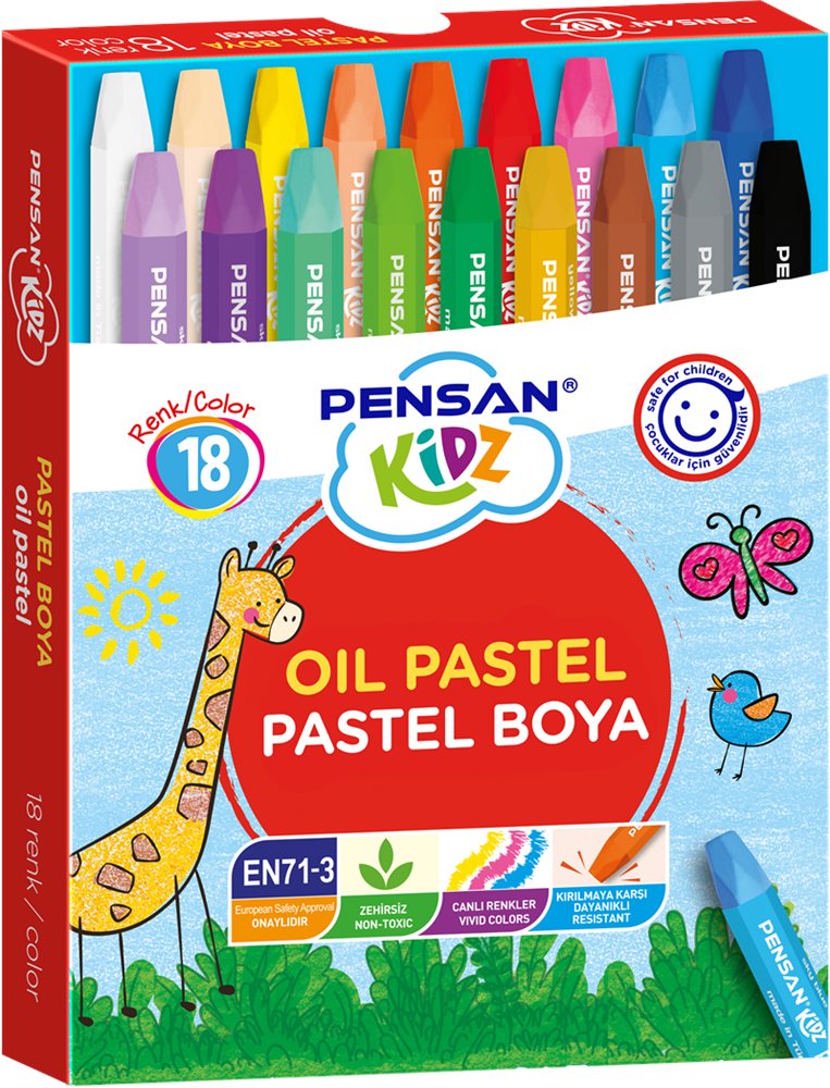 PENSAN KİDZ PASTEL BOYA 98061 KARTON KUTU 18 RENK