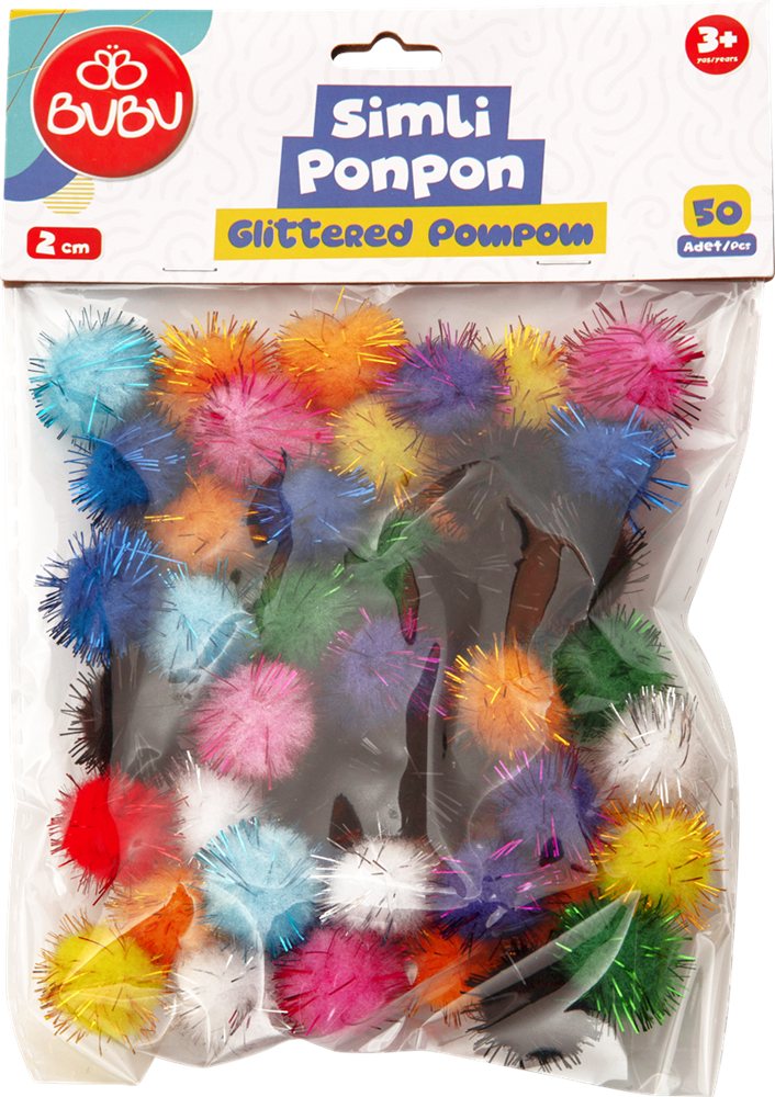 BU-BU PONPON SİMLİ 2CM 50'Lİ KARMA BUBU-PON005