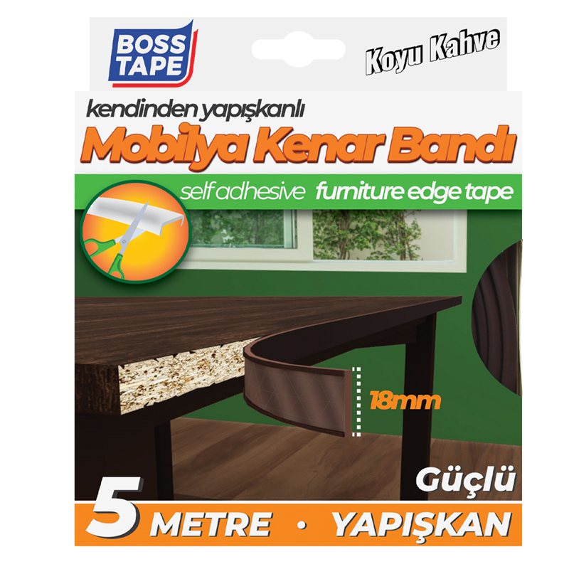 BOSS TAPE MOBİLYA KENAR BANDI 18 MM x 5M KOYU KAHVERENGİ BT-03030