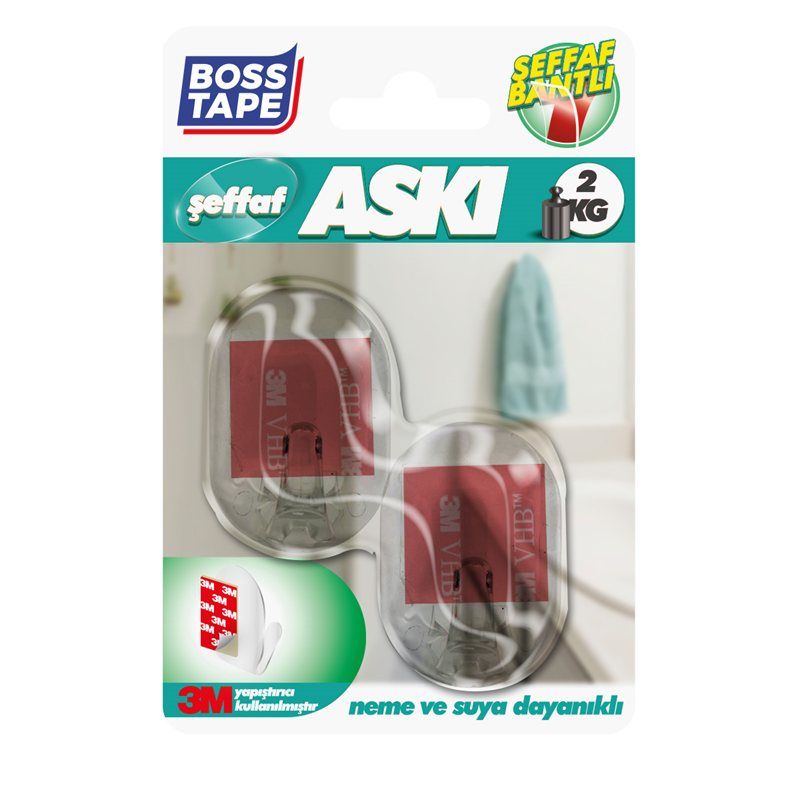 BOSS TAPE ASKI PLASTİK KENDİNDEN YAPIŞKANLI 3M BANT 2 KG KÜÇÜK BOY ŞEFFAF 2 Lİ BLS. BT-11007