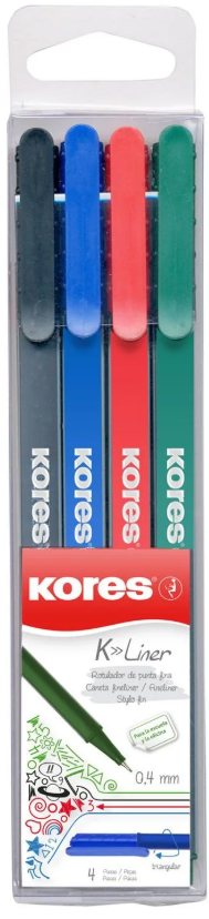 KORES FİBER UÇLU KALEM K-LINER 4LÜ SET 28114